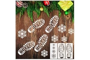 Leesgel Decorazioni natalizie per interni, stencil con impronte di Babbo Natale per fiocchi di neve, decorazioni per feste di Natale, adatti per corridoio, porta, scale, albero di Natale circostante