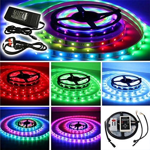 OUEVA 32.8ft 2x5M(Total 10M) IC6803 SMD 5050 IP67 Waterproof Dream Magic RGB Color LED Color Flexible Light Strip + 6A 12W Power Supply