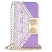 Uming® Gold Bow Lady Series PU Case [* for Samsung Galaxy S6Edge G925 *] with Bling Shiny Glitter Glanze Elegant White Lace Pattern Flip Holster with Stand Stander Holder Hand Free Credit Card Slot Wallet Hasp Magnet Magnetic Button Buckle Shell Protective Mobile Cell Phone Case Cover Bag - Purple