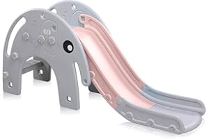 Baby Vivo Zjeżdżalnia dla dzieci, zjeżdżalnia dla dzieci, zjeżdżalnia ogrodowa, plastikowy słoń, zaokrąglone rogi i krawędzie do użytku wewnątrz i na zewnątrz różowym/szarym
