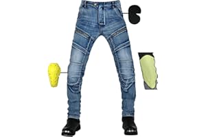 SHUOJIA Motorcycle trousers for men/women, men's/women's motorcycle jeans made of aramid fibre, sporty motorcycle trousers with protectors, motorcycle protective trousers (Blue Male-B,M)
