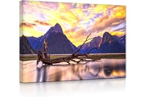 lightbox multicolor | Leuchtbilder | Entwurzelter Baum in wunderschöner Berglandschaft | 80x60 cm | Fully Lighted