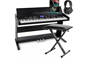 Piano digital FunKey DP-88 negro set con auriculares, banco de piano Economy y manual