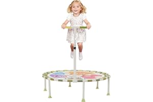 NUKDEY Kid Trampoline 40'' Foldable Noise-Free Trampoline Jumping with Anti-slip Mat and Safety Adjustable Handrail Fitness Exercise Bungee Rebounder Happy Jumping Indoor,Outdoor,Garden Use for Boys Girls 3+