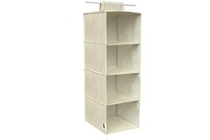 VETRINEIN RETE Vetrineinrete® Organizer per armadio con 4 scomparti ripiani in tessuto portaoggetti contenitore pieghevole richiudibile salvaspazio porta oggetti portatile 80x30x30 cm (Beige) B65