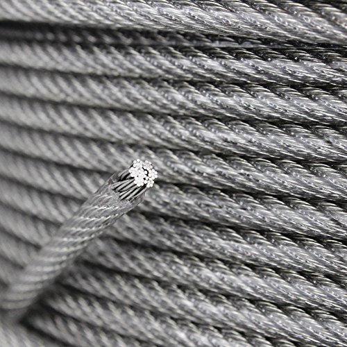 5 Meter Edelstahl – Drahtseil 7×7 D= 1,5 mm mittelweich, PVC ummantelt, transparent – Edelstahl A4 Stahlseil - 3