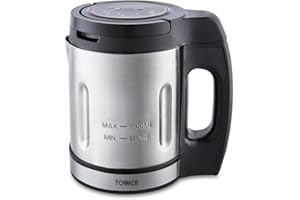 Tower T12056 Stainless Steel Soup & Smoothie Maker with LED Control Panel, 1L, Silver