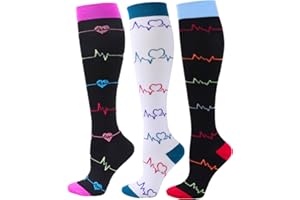 Zingso Skarpety uciskowe dla mężczyzn i kobiet, 3 pary 20-25 mmHg, pończochy uciskowe, do biegania, podróży, lotu, pielęgniarki, ciąży, sportu