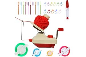 KNEWMART Bobinadora de Hilo,Kit de bobinado de Lana de Punto Con Tablero de Bobina,4pcs Pompom Maker + 10Pcs Marcadores de Punto de tejer + 10Pcs Agujas de plástico+ 1Pcs Tijeras (26)