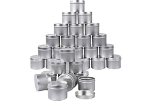 AOFOX 30 pezzi 4 once forme di candela in metallo, contenitori di candele barattoli di stoccaggio barattoli di candela per la fabbricazione di candele arti, artigianato, stoccaggio (Argento)