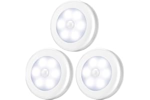 AMIR Nachtlicht mit Bewegungsmelder, LED Bewegungsmelder Licht, Auto ON/Off, LED Schrankbeleuchtung mit Haftend, Orientierungslicht für Flur, Schlafzimmer, Kinderzimmer, Treppen (Weiß- 3PCS)