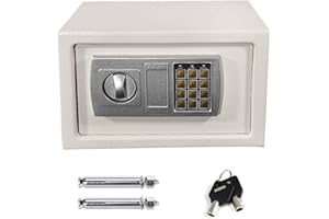 HUINI Digital Safe Key Safe Security Electronic Steel Safety Box Home Office Money Cash Lockable Storage Safe with 2 Emergency Keys, 8.5L - White