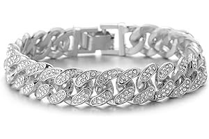 Halukakah Catena a Maglie Cubane per Bambini,Bracciale Collana Girocollo Miami con Placcato in Oro 18K/Oro Bianco Platino,Diamanti di Laboratorio Incastonati a Mano,Adatta 8-16 Anni,con Scatola Regalo