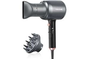 Wavytalk Asciugacapelli Professionale Gray Ionico, Potenza 2200W, phone per capelli con Diffusore e Concentratore, 3 Temperature, 2 Velocita