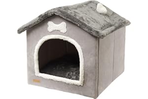 XNSHUN Hundehütte Indoor, Hundehaus Hundehütte Katzenhaus Drinnen, Katzenhöhlenbett Faltbares Komfortables Haustier Katzenhaus Mit Herausnehmbarer Matte Kissen Für Kleine Mittelgroße Hunde Katze (L)