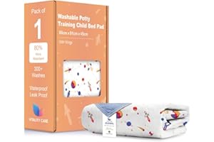 VITALITY CARE Potty Training Bed Pads – 100% Waterproof Mattress Protector (86 x 91cm + Tucks), Non-Slip Bed Wetting Sheet for Single & Toddler Beds – UK Brand, Space Design