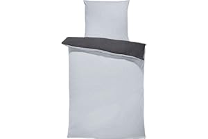 one-home Winter Bettwäsche Doubleface Uni Wende kuschelig flauschig warm weich Fleece, Größe:2 teilig 135x200 cm, Farbe:grau/anthrazit