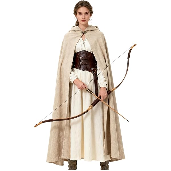 Middeleeuwse kleding, dames, gothic, jurk, set, renaissance, capuchonjurk voor dames, met korset, armbeschermers, kousen, elfenoren voor carnaval, Halloween, feestjes (groen, M
