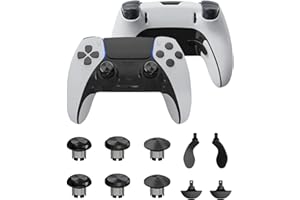 CHARM FOCUS Metal Thumbsticks for PS5 Edge Controller, Metallic Back Paddles Triggers Buttons Joysticks for PS5 Dualsense Controller, Replacement Accessories Parts for PS5 Edge Controller Analog Joystick