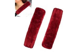 SXYHKJ 2pcs Faux Schaffell Sicherheitsgurt Schulterpolster Gurtschutz Polsterung für Sitzgurt Schulterpolster Auto Kinder Erwachsener (Rot)