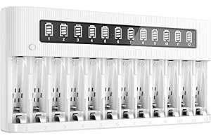 EBL Rechargeable Battery Charger 12 Slots LCD Charger for Ni-MH Ni-CD AA AAA Rechargeable Batteries with Discharge Function