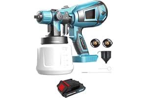 ANUPTTA Akku Farbsprühsystem,kompatibel mit Makita 18V Akkus, Elektro Lackierpistole mit 2 Düsen, 3 Spritzmuster,800ml farbsprühgerät,Hohe Leistung，zum Streichen von Wänden(1x3000mAh Akku und Ladegerät)