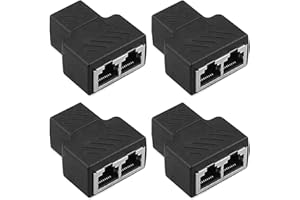 SIMUER RJ45 Splitter Adapter, 1 to 2 Dual Female USB to RJ45 Port Extender Plug LAN Interface Ethernet Socket Connector for Cat5 Cat5e Cat6 Cat7 4 Pack