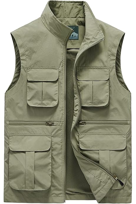 Gilet Da Pesca Uomo MeiLayM - Cotone 100%, Multi-Tasche, Senza Maniche - Traspirante E Asciugatura Rapida - Per Safari, Campeggio, Lavoro