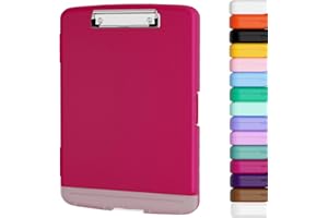‎PIASOENC Piasoenc Klemmbrett Mit Aufbewahrung - Tragbare Büro-Aufbewahrungsbox, 14,2 x 9,6 x 1,2 Zoll, Hochleistungs-Klemmbrett für Auftragnehmer, Lehrer, Büro, Klassenzimmer, Rosarot