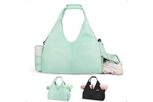 KYYLZ Borsone da Palestra Yoga Donna,Borsone Palestra Tappetino Yoga Sportiva con Scomparto Scarpe,Borsa da viaggio,Borsa Weekend Notturno per Viaggio Nuoto Gym Allenamento Verde