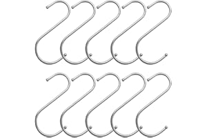 Pumuky 10 Stück Haken aus Edelstahl in S-Form, S-Form, Küchenhaken, multifunktional, S-Form, für Küche, Bad und Schlafzimmer