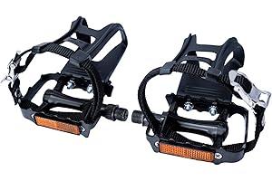 JGbike Pedales de Bicicleta con Clips para los Dedos y Correas para Ejercicio al Aire Libre y Bicicleta estacionaria de Interior, Eje de 9/16 Pulgadas, Pedales de Bicicleta de aleación Wellgo