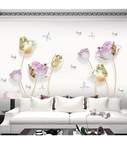 NILIHAI 3D Lotus Wandtattoo – Selbstklebend, Wasserdicht, Wandsticker Für Bad, Küche, Wohnzimmer & Mehr