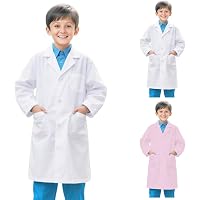 Blouse Blanche Enfant Pour Labo Ou Cosplay – Manches Longues, 3 Poches, Boutons, Coton/polyester