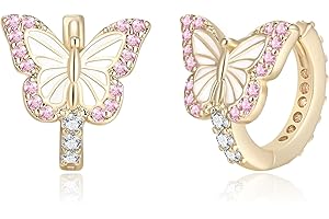EVER FAITH Schmetterling Creolen-Ohrringe für Mädchen, hypoallergene Zirkonia niedlichen Tier Huggie Mädchen kleine Ohrringe