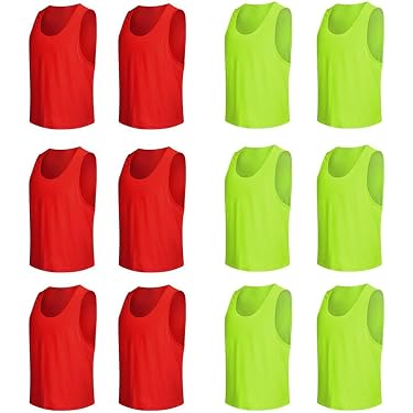 PEGANE Lot De 20 Chasubles Numérotées 1 à 20 - Recto-verso, Taille L, Vert Fluo - Parfait Pour L'entraînement, Les Matchs Et Les Jeux D'équipe