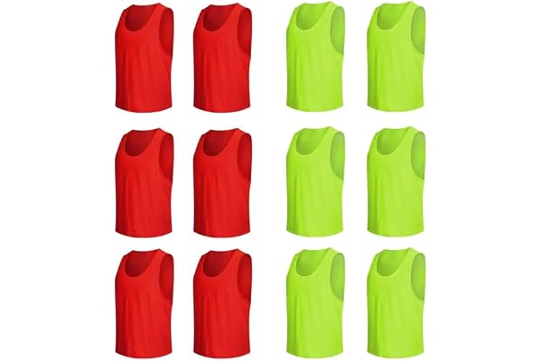 Senston Chasuble de 12 Pièces pour Débutants, Jeunes et Adultes, Entrainement Dossard pour Ballon de Basket and Baseball