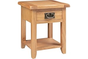 Hallowood Furniture Monchique Oak Small Console Table with Drawer & Shelf, Solid Wooden Lamp Stand, Telephone Table, Side Table, Small Console Table for Small Spaces