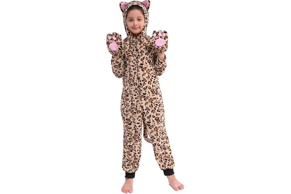 Sincere Party Toison Chat Combinaison Costume Chat léopard Halloween Costume pour les enfants 2X-Grand (12-14)