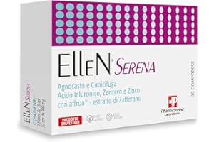P PHARMASUISSE LABORATORIES Ellen Serena Integratore Alimentare per Donne in Menopausa - a base di Agnocasto, Cimicifuga, Zenzero e Zafferano, con Acido Ialuronico e Zinco - 30 compresse - Prodotto brevettato