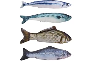 SLEEKEE Jouets Simulés en Forme De Poisson, Jouets Créatifs, Fournitures pour Animaux De Compagnie, Jouets À Mâcher pour Chat, Jouets D'Intérieur pour Chat 4 Pièces