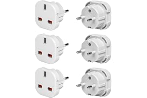 【3 PACK】UK To EU European Travel Adapter, EUROPE Power Plug Type C for Egypt, Turkey, France, Morocco, Portugal Italy Spain Germany Poland Norway Austria Netherlands Greece China etc. MG LTD - WHITE