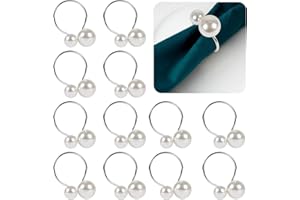 GGISUI 12 Pezzi Porta Tovaglioli Natale, Portatovaglioli Natale d'Argent Anelli per Tovaglioli di Perle Fermatovaglioli in Metallo per Festa di Nozze, Cena di Natale, Decorazione della Tavola