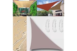 GLIN Sun Shade Sail Outdoor Waterproof Right triangle 2x2x2.8m Shade Sails Canopy UV Protection for Garden Patio Block With Rope Shade Sail Kit Khaki