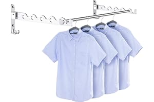 MEIJO Plegable Perchero de Pared, Gancho Percha Ropa Plegable Colgador Antideslizante para Cuarto, Baño, Balcón (Plata, 2 Piezas + Varilla)