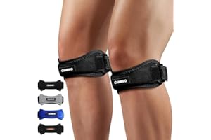 CAMBIVO Rodillera Adjustable x2, Cinta Rotuliana, Rodilleras Menisco y Ligamento con Correa para Tendón Rotuliano, Correr, Saltar, Gym, Alivio de la Tendinitis, Estabilización de la Articulación