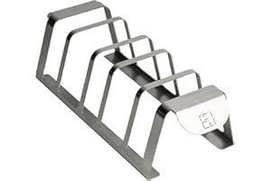 A CA MIA Supporto Costine BBQ e Cottura Verticale Professionale per T-Bones, Fiorentine, Ribs e Verdure. Griglia Barbecue Adatto a Tutti i Tipi di Barbecue a carbonella,Barbecue a Gas e Forno.