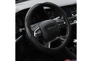 Valleycomfy Schwarz Auto Lenkradbezug Mikrofaser Leder Lenkradhülle Universal Größe 37-39cm, Anti Rutsch, Schwarz Linie