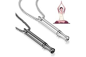 BOCGUY 2 Stück Makya Original, Makaya Rauchentwöhnung, Höki Halskette Rauchfrei, Rauchentwöhnung Hilfsmittel, Edelstahl Achtsames Atmen Halsketten für Herren Damen Meditation Entspannung(Schwarz&Silber)