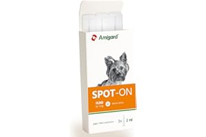 AMIGARD Spot On für kleine Hunde bis 15 kg - Gegen Zecken und Flöhe - Pflanzlich ohne Duftstoffe und Konservierungsmittel - 3er Pack für 3 Monate Schutz